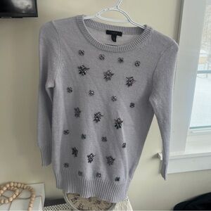 J. Crew Light Gray Sweater with Jewel Accents